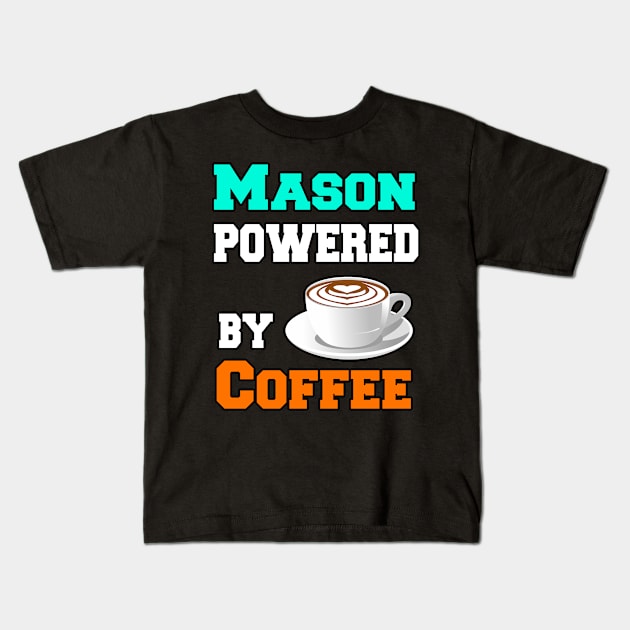 Mason Powered by Coffee Kids T-Shirt by Emma-shopping